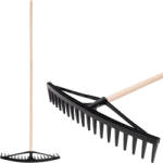Strend Pro Greblă de grădină, Strend Pro Garden, negru, cu 18 dinți, cap din plastic, coadă din lemn, lățime de lucru 60, 5 cm, coadă 165, 5 cm, greblă pentru fân Grebla