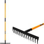 Strend Pro Greblă de grădină, Strend Pro Garden, negru/galben, cu 14 dinți, cap din oțel, coadă din fibră de sticlă, lățime de lucru 34, 5 cm, coadă 136 cm Grebla