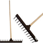 Strend Pro Greblă de grădină, Strend Pro Garden, neagră, cu 13 dinți, cap din plastic, coadă din lemn, lățime de lucru 46 cm, coadă 161, 5 cm Grebla