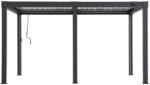  Pergolă, Matterhorn, antracit, 406 × 306 cm, înălțime: 223 cm, cu iluminare LED, structură din aluminiu, impermeabilă, rezistentă la UV, acoperiș cu lamele reglabile