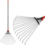 Strend Pro Greblă pentru frunze, greblă, Strend Pro Garden R114, negru/roșu, cu 15 dinți, cap din oțel, coadă metalică, lățime de lucru 19-59 cm, coadă 79-160 cm, lățime reglabilă, coadă telescopică Grebla