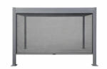  Perete lateral pergolă, gri închis, 300 × 250 cm, structură din aluminiu, cu material de umbrire din poliester și PVC, acționare manuală, pentru pergolă bioclimatică