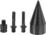 Strend Pro Con pentru despicat lemne, Strend Pro Garden, negru, 50 mm, cu 3 adaptoare (SDS Plus, hexagonal 1/2", pătrat), oțel, durabil, pentru lemn