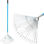AQUACRAFT Greblă pentru frunze, greblă, Aquacraft 380352, argintiu/albastru/negru, 22 dinți, cap din oțel, coadă din aluminiu, lățime de lucru 46 cm, coadă 158 cm Grebla