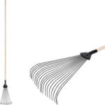 Strend Pro Greblă pentru frunze, greblă, Strend Pro Garden, negru, cu 18 dinți, cap din oțel, coadă din lemn, lățime de lucru 22, 5 cm, coadă 200 cm Grebla