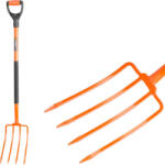 Strend Pro Garden Furcă, Strend Pro Garden SF285, portocaliu, 120 cm, cap din oțel, coadă din oțel, 4 dinți, mâner în D Furca