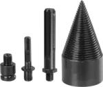 Strend Pro Burghiu conic pentru despicat lemne, Strend Pro Garden, negru, 60 mm, cu 3 adaptoare (SDS Max, hexagonal 1/2, pătrat), oțel, durabil, pentru lemn