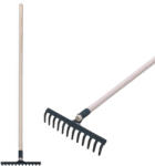 Strend Pro Greblă de grădină, Strend Pro Garden, neagră, cu 12 dinți, cap din oțel, coadă din lemn, coadă 160 cm Grebla
