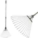 Strend Pro Greblă pentru frunze, greblă, Strend Pro Garden R120, negru/gri, 15 dinți, cap din oțel, coadă metalică, lățime de lucru 19-45 cm, coadă 78-158 cm, lățime reglabilă, coadă telescopică Grebla