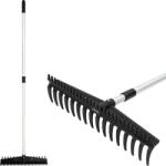 Strend Pro Grebla de grădină, Strend Pro Premium S891-AL, negru/argintiu, 16 dinți, cap din plastic, coadă din aluminiu, lățime de lucru 44, 5 cm, cu două fețe, cu muchie de nivelare, coadă telescopică Grebla