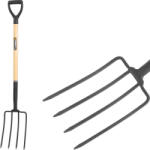 Strend Pro Garden Furcă, Strend Pro Garden, negru, cap din oțel, coadă din lemn lăcuită, cu 4 dinți, mâner în D Furca