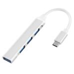 Techstar USB HUB Techstar® Diviso, USB Type-C la 4 x USB 3.0, Aluminium, Compact, Usor, OTG, Argintiu (SKU2220)