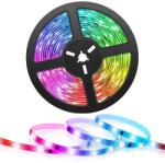 Techstar Kit banda LED RGB Smart WiFi Techstar®, SMD 5050, 5m, DC 5V, USB, Control Vocal, Compatibila cu Alexa Amazon si Google Home, Negru (SKU2893)