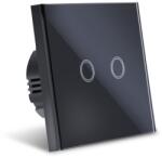 Techstar Intrerupator Touch Techstar®, Sticla Securizata, Design Modern, Iluminare LED, 2 Faze, Negru (SKU1620)