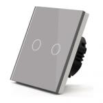 Techstar Intrerupator Touch Techstar®, Sticla Securizata, Design Modern, Iluminare LED, 2 Faze, Gri (SKU2249)