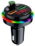  Bluetooth FM transzmitter RGB világítással, USB és Type-C csatlakozóval