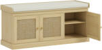 HomCom Banc pentru pantofi intrare 9 perechi, banc de depozitare, 3 uși din ratan, pernă și raft reglabil, 105x35x47cm, stejar | Aosom Romania (837-604V80AK) Pantofar