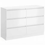 HOMCOM Comodă cu Sertare 6 Sertare Modernă cu Mânere Integrate Ascunse, Economisire Spațiu, PAL, 100x35x69 cm, Alb | Aosom Romania (83D-301V01WT) Comoda