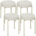 HOMCOM Set de 4 Taburete Stivuite Rotunde cu Șezut Tapițat, fără Spătar, Economisire de Spațiu, 45 x 45 x 47, 5 cm, Crem | Aosom Romania (83A-577V00CW)