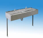  Falra szerelt 2 személyes sorkézmosó, mosdóvályú 1200x360 mm, nyomógombos csaptelepekkel, termosztatikus keverővel (BK05411000000002)