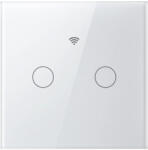Gosund Intrerupator inteligent cu touch Gosund SW12, 10A, Wi-Fi, control vocal, temporizator, fara nul, 2 canale, sticla securizata, Aplicatie mobila, compatibil Amazon Alexa/Google Assistant, alb (SW12)