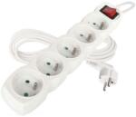 EMOS Cablu prelungitor 3 m / 5 prize / cu întrerupător / alb / PVC / 1 mm2