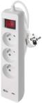 EMOS Cablu prelungitor 2 m / 3 prize / cu întrerupător / alb / 1×USB-A + 1×USB-C / 1, 5 mm2 - tonerdepot - 96,85 RON