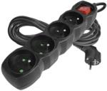 EMOS Cablu prelungitor 5 m / 4 prize / cu întrerupător / negru / PVC / 1, 5 mm2
