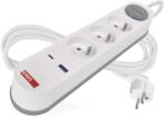 EMOS Cablu prelungitor 2 m / 3 prize / cu întrerupător / alb / 1×USB-A + 1×USB-C / 1, 5 mm2 - tonerdepot - 128,77 RON