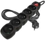 EMOS Cablu prelungitor 2 m / 5 prize / cu întrerupător / negru / PVC / 1 mm2