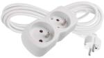 EMOS Cablu prelungitor 3 m / 2 prize / alb / PVC / 1 mm2