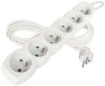 EMOS Cablu prelungitor 3 m / 6 prize / alb / PVC / 1 mm2