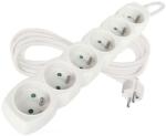 EMOS Cablu prelungitor 5 m / 6 prize / alb / PVC / 1 mm2