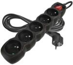 EMOS Cablu prelungitor 3 m / 5 prize / cu întrerupător / negru / PVC / 1 mm2