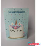  Képeslap MAR Boldog szülinapot, Kék alapon unikornis torta LOC20 (BAR_076952023)