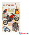  Képeslap 7 ARGUS 15-6526 Szülinap férfi motor, gitár, telefon zsebes (BAR_076090037)