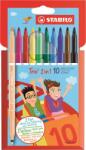 STABILO Filctoll készlet, 0, 5-2 mm, kétvégű, STABILO "Trio 2 in 1", 10 különböző szín (222/10-01) - csillag