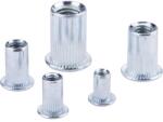 Fortum szegecsanya klt. 40 db, M3-M8, POP-NUT, horganyzott acél, kerek, nyitott, lapos peremű, rovátkolt FORTUM (4770682) - csillag