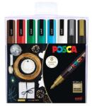 uni Dekormarker készlet, 0, 9-1, 3 mm, UNI "Posca PC-3M Holiday", 8 különböző szín (2UPC3MH8C)