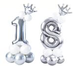 Balloons4party Decor baloane majorat cifre si coroana argintiu