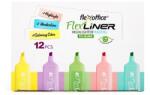 FlexOffice Szövegkiemelő készlet, 1-5 mm, FLEXOFFICE "Flexliner", vegyes pasztell színek (OW-0031) - csillag