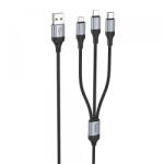 hoco. Cablu Incarcare USB-A - Lightning / microUSB / USB-C HOCO X102 3in1, 18W, 1m, Negru - gsmboutique