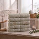 Ralex Pucioasa Pachet 10 prosoape baie 50x90 cm Bumbac 100%, Greek Border 500 grame/mp, Bej Cappuccino (100.280-10-bej) Prosop