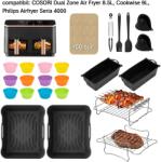 COSORI Set complet de accesorii pentru air fryer Cosori Dual Zone 8, 5 L, Philips Seria 4000 și Cookwise 9 L, 127 piese (accesorii-air-fryer-127-piese)