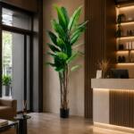  Planta artificiala tip bananier 210 cm, 31 frunze, verde, cu ghiveci (AT1CT-IM1P-PL1D-BJ201)