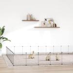 vidaXL Cușcă animale de companie cu ușă 36 panouri negru 35x35 cm oțel (3114021)