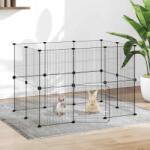 vidaXL Cușcă animale de companie cu ușă 20 panouri negru 35x35 cm oțel (3114043)