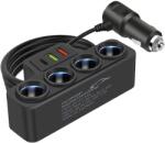 Dafity Trade SRL Adaptor Bricheta Auto DAFITYÂŽ, Splitter cu 4 x Soclu, 1 x TYPE-C, Incarcare Rapida 2 x USB, Design Compact (A22)