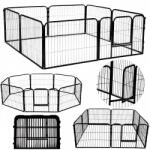 Pepita Țarc pentru animale de companie Pepita cu 8 piese, pliabil, convertibil 240x80x60cm - Negru (KF-MC8-6080)