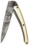DEEJO 1GM021 GOLD TATTOO BLACK / Ultrakönnyű zsebkés aranyozott nyéllel (1GM021)